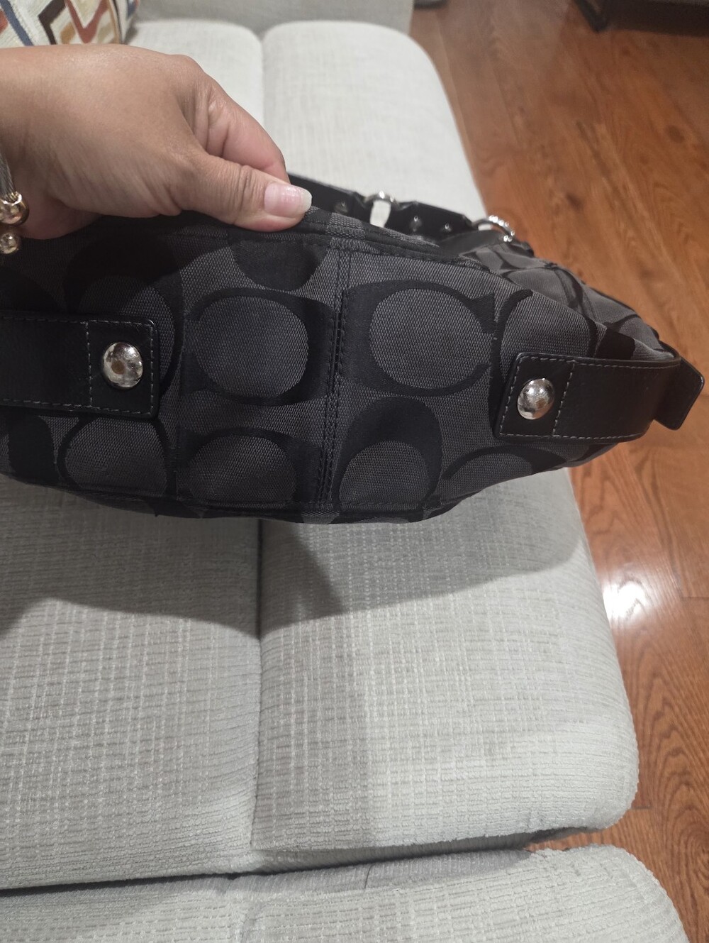 Coach Vintage Black Zoe Hobo Bag with Leather Trim - Picture 4 of 13